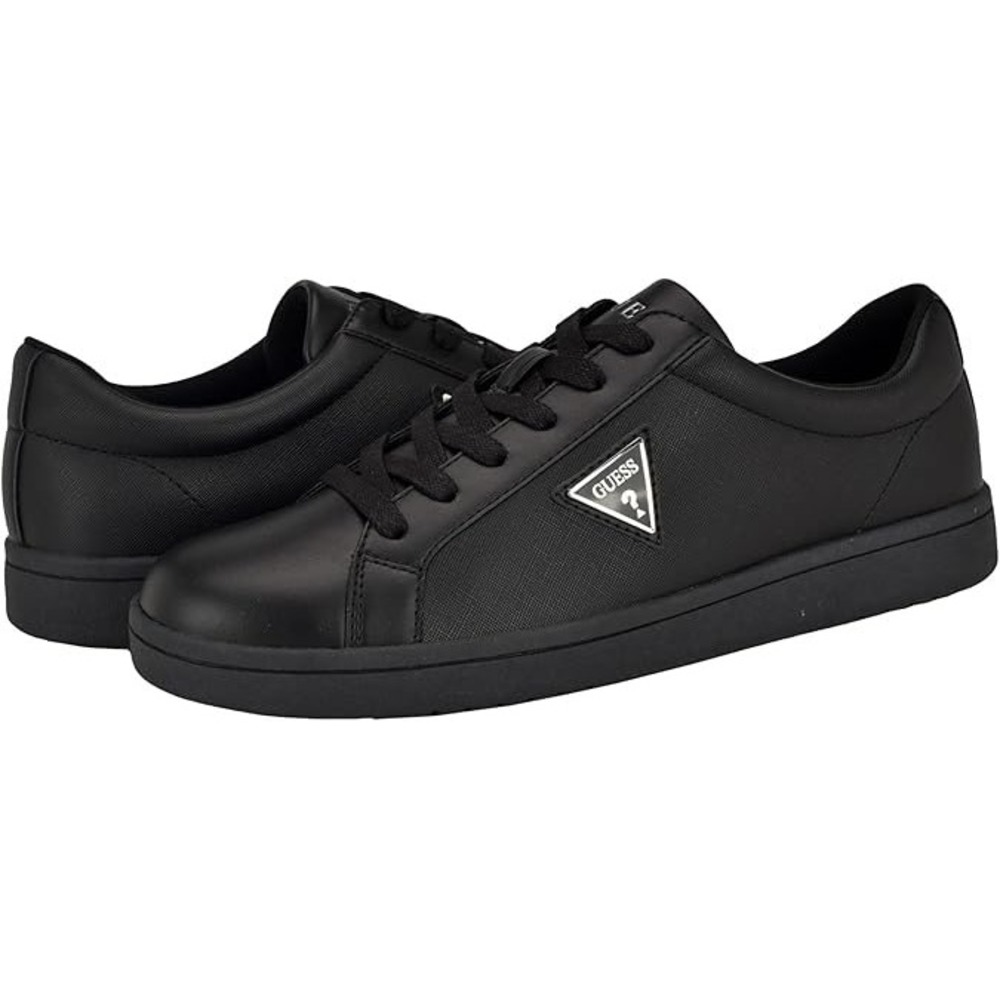 Guess Lacket Mens Black Faux Leather Low Top Sneakers Size 10 M NEW - Picture 4 of 12